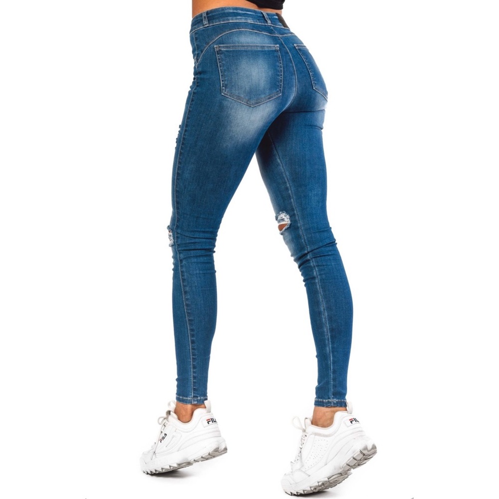 Regular Mid Waisted Ripped Jeans - Picture 4 of 4